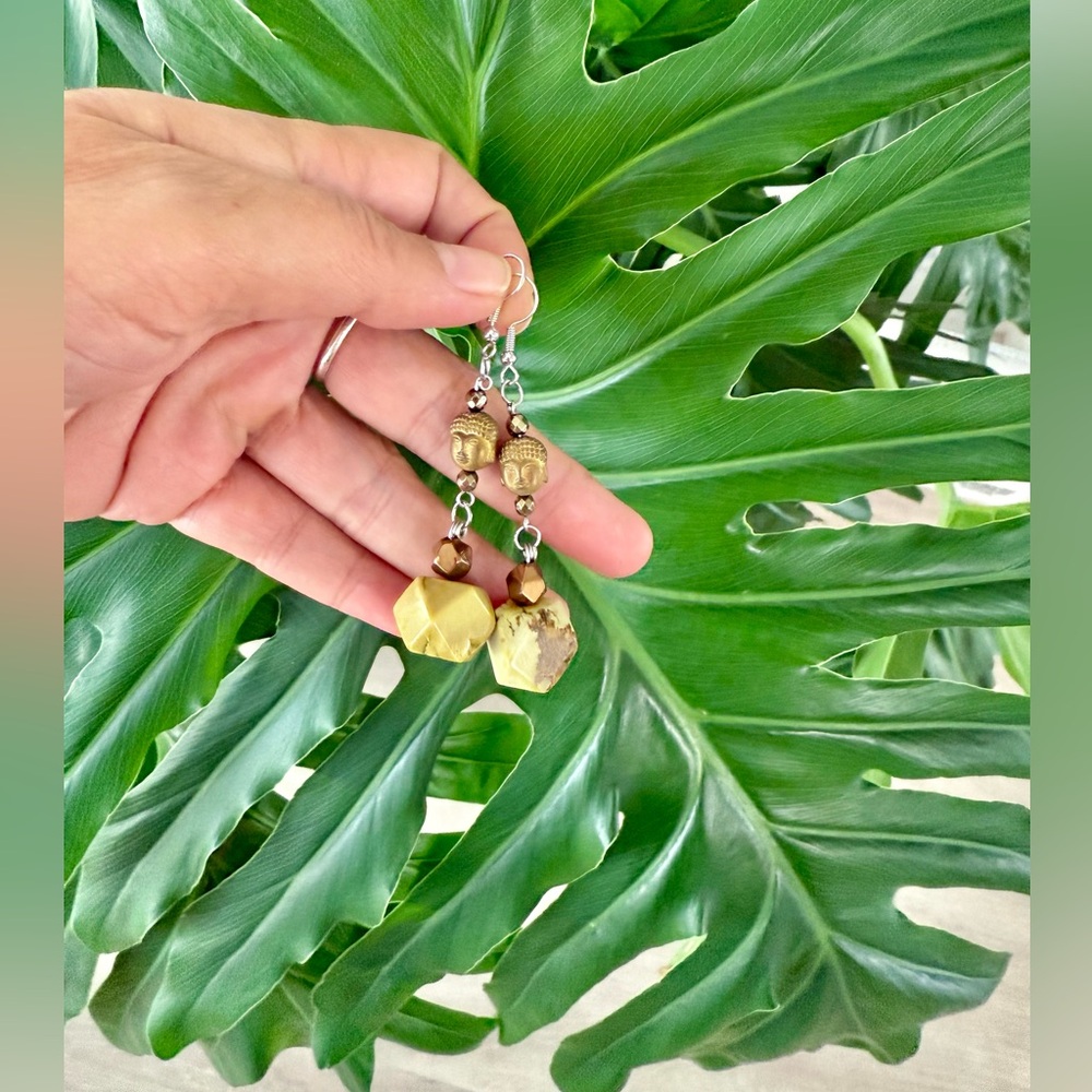 Serpentine & Hematite earrings